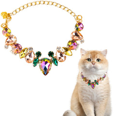 HOWWFALY collar para perro y gato en cadena dorada con patita, cómodo para paseo diario