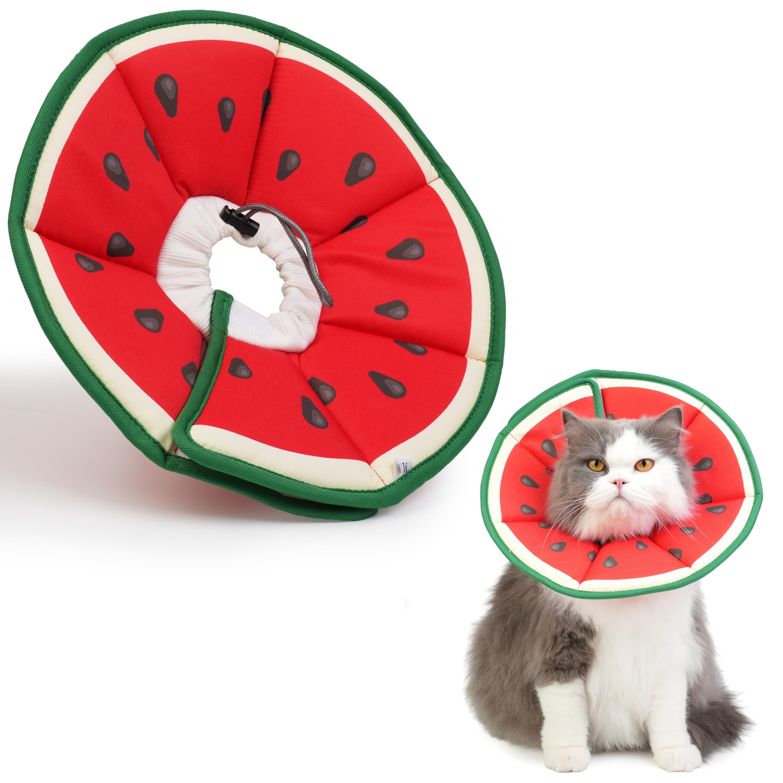 Gato con el collar cono suave Hpetppy, protección postoperatoria cómoda