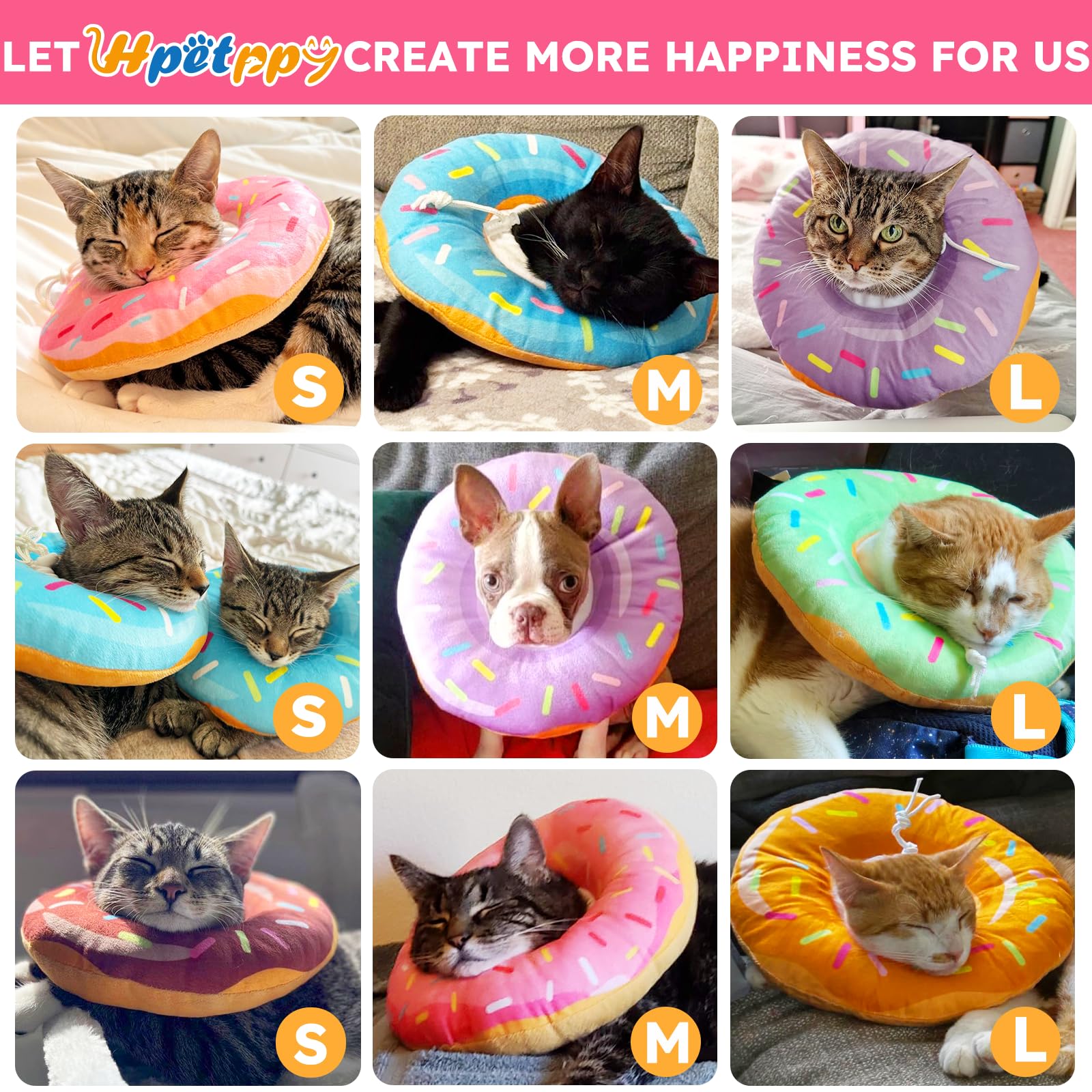 Hpetppy collar-gato diseño-adorable-dona, aspecto encantador para gatos.