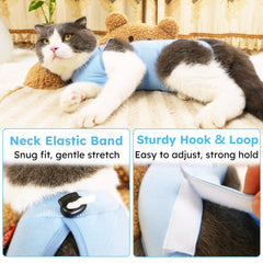 Hpetppy mono de recuperación para gatos, ajuste de cuello elástico