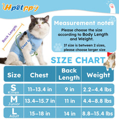 Hpetppy mono de recuperación para gatos azul, vista de dorso