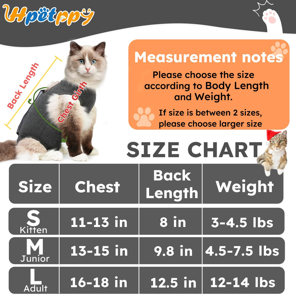 Hpetppy mono de recuperación para gato, vista trasera, comodidad durante la recuperación.