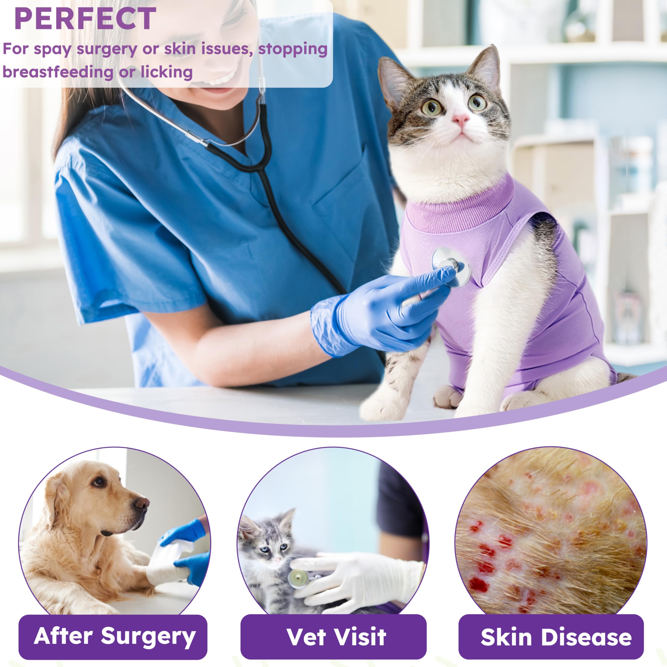 Hpetppy Traje recuperación gatos lavable y reutilizable, opción ecológica