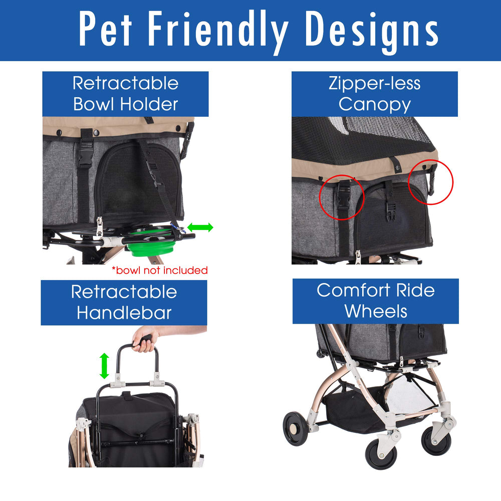HPZ Pet Rover Lite, cierre sin cremallera para acceso inmediato.