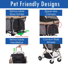 HPZ Pet Rover Lite, cierre sin cremallera para acceso inmediato.
