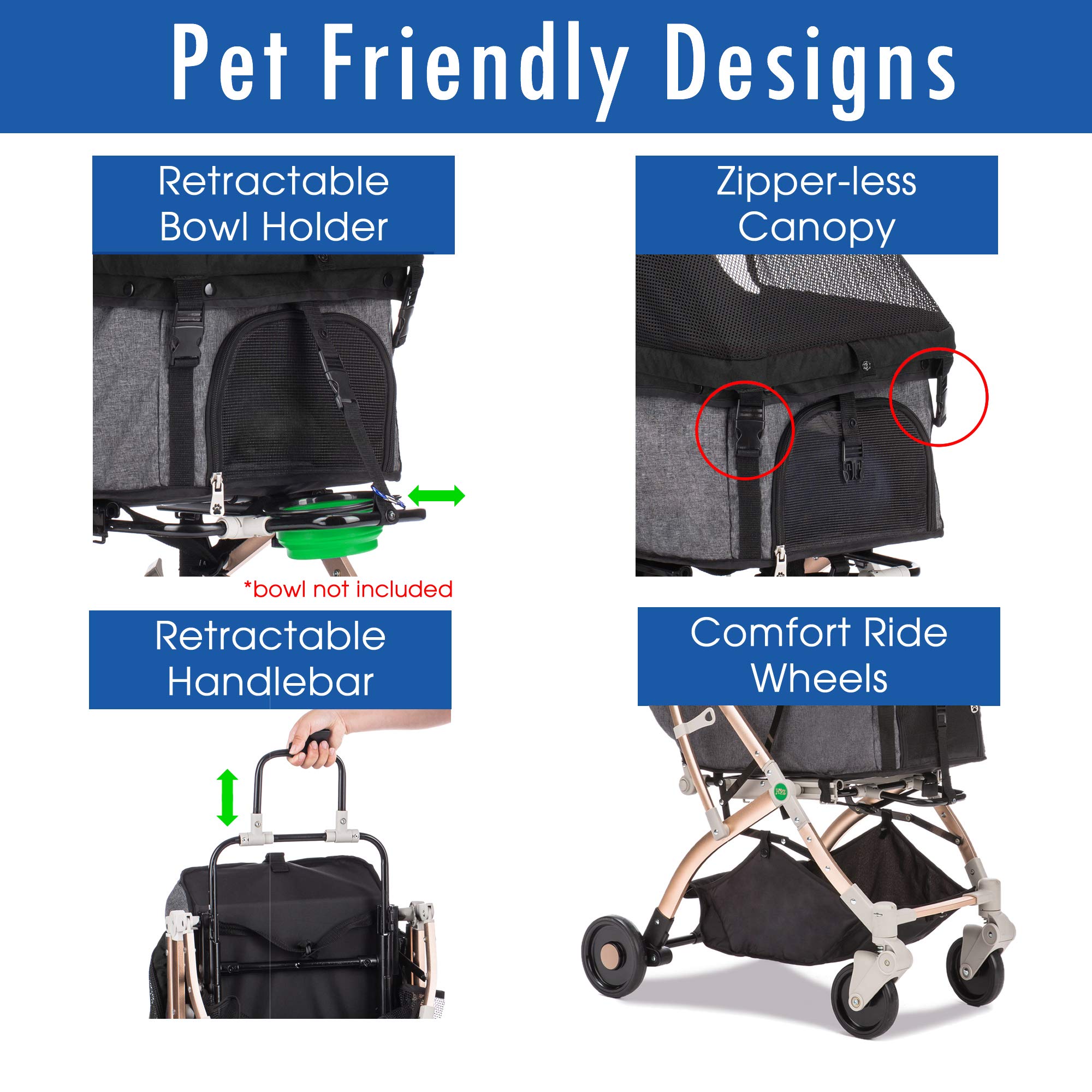 HPZ Pet Rover Lite cierre sin cremallera para acceso inmediato