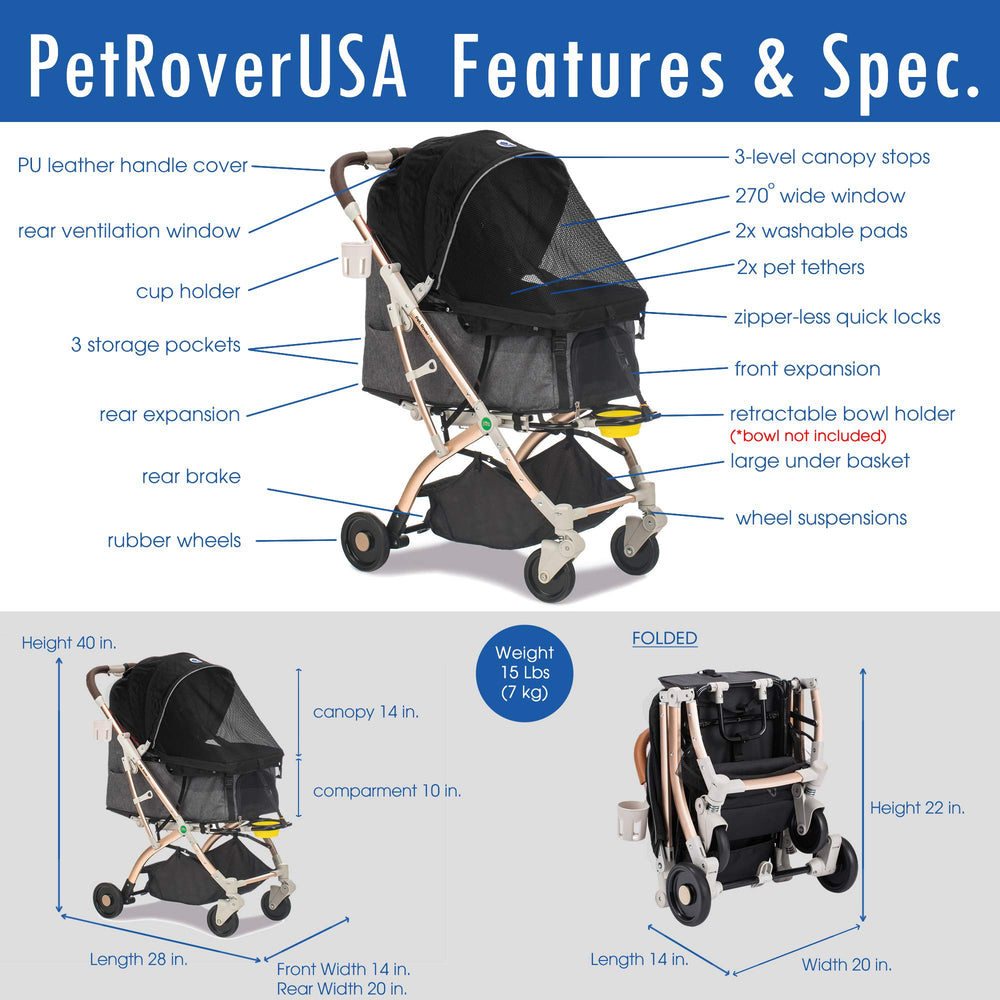 HPZ Pet Rover Lite porta comedero retráctil integrado