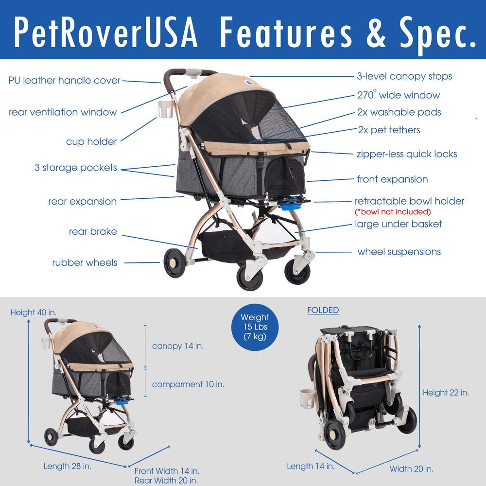HPZ Pet Rover Lite, porta-comidas integrado para alimentar durante el viaje.