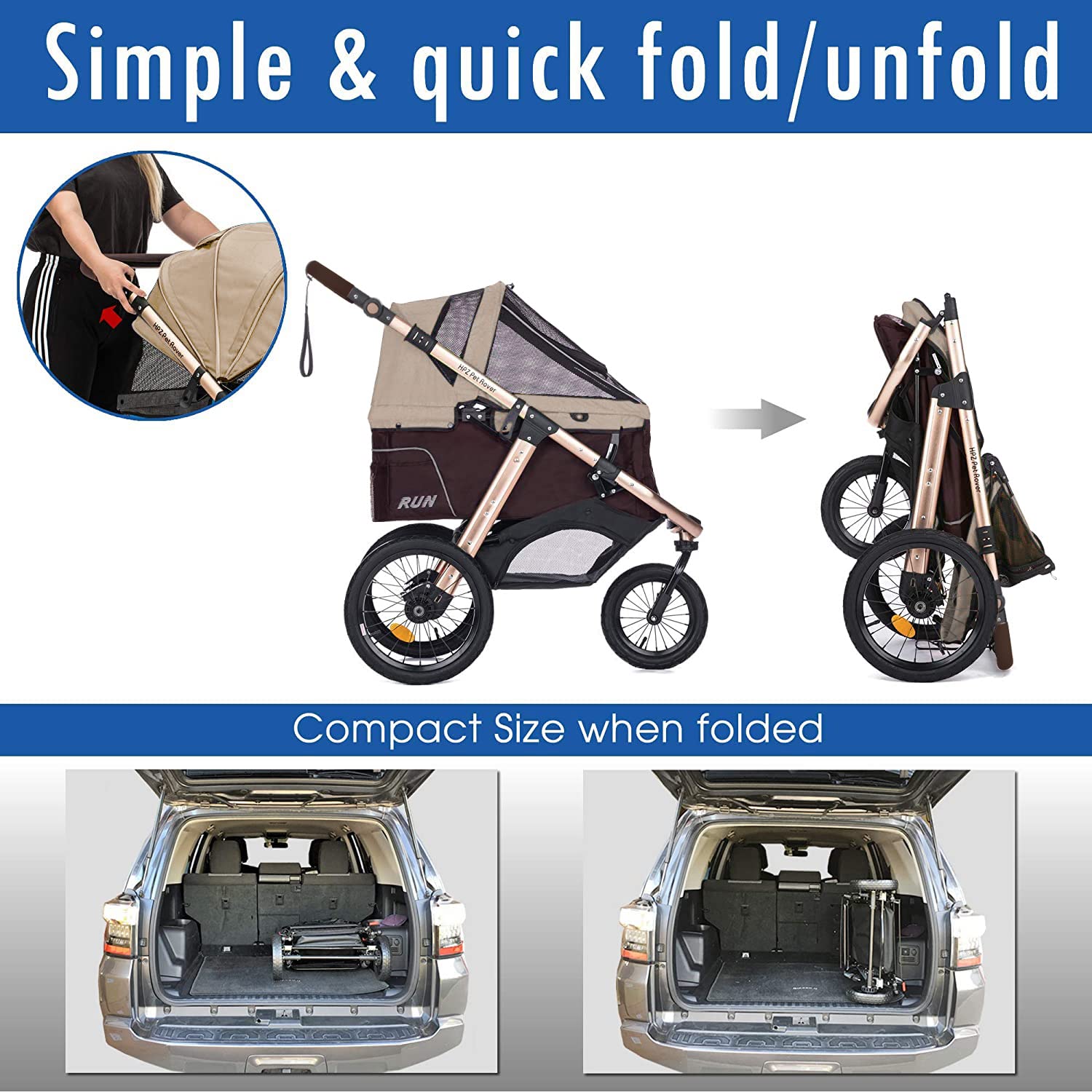 HPZ Pet Rover Run chasis de aluminio ligero y duradero.