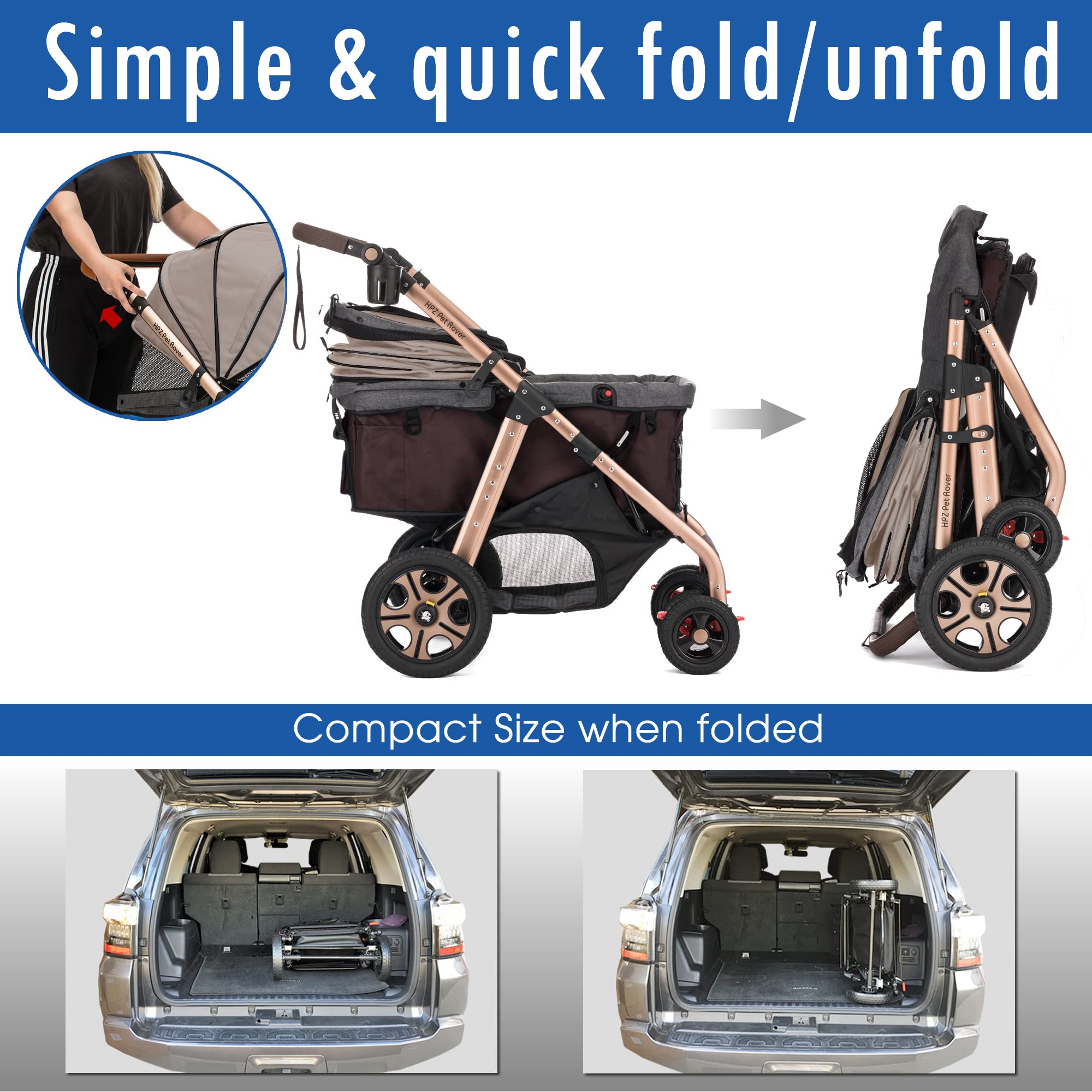 HPZ Pet Rover Titan-HD: estructura de aluminio ligero y duradera para movilidad