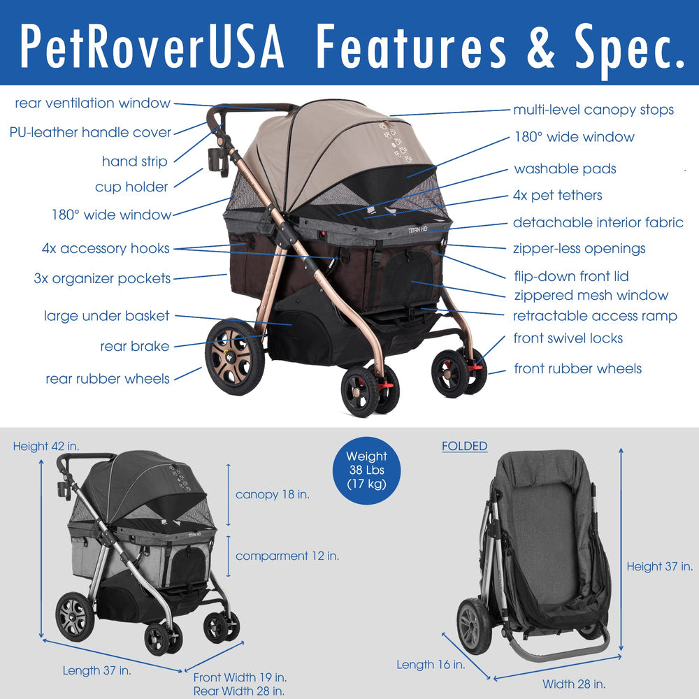 HPZ Pet Rover Titan-HD: tejidos interiores resistentes y fáciles de limpiar