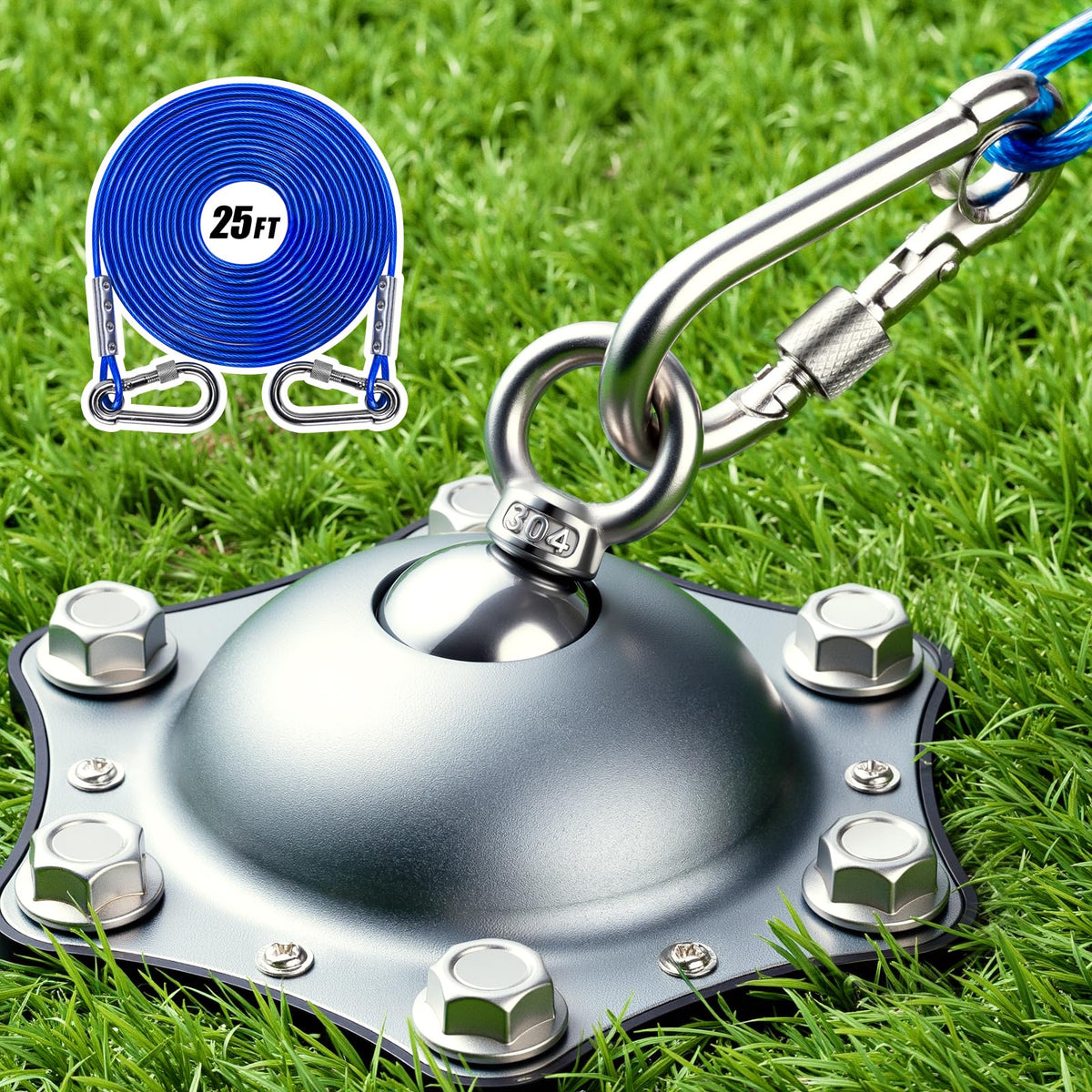Pieza de estaca para perros HQQNUO con anclaje de 10 pulgadas, estable en suelo duro.