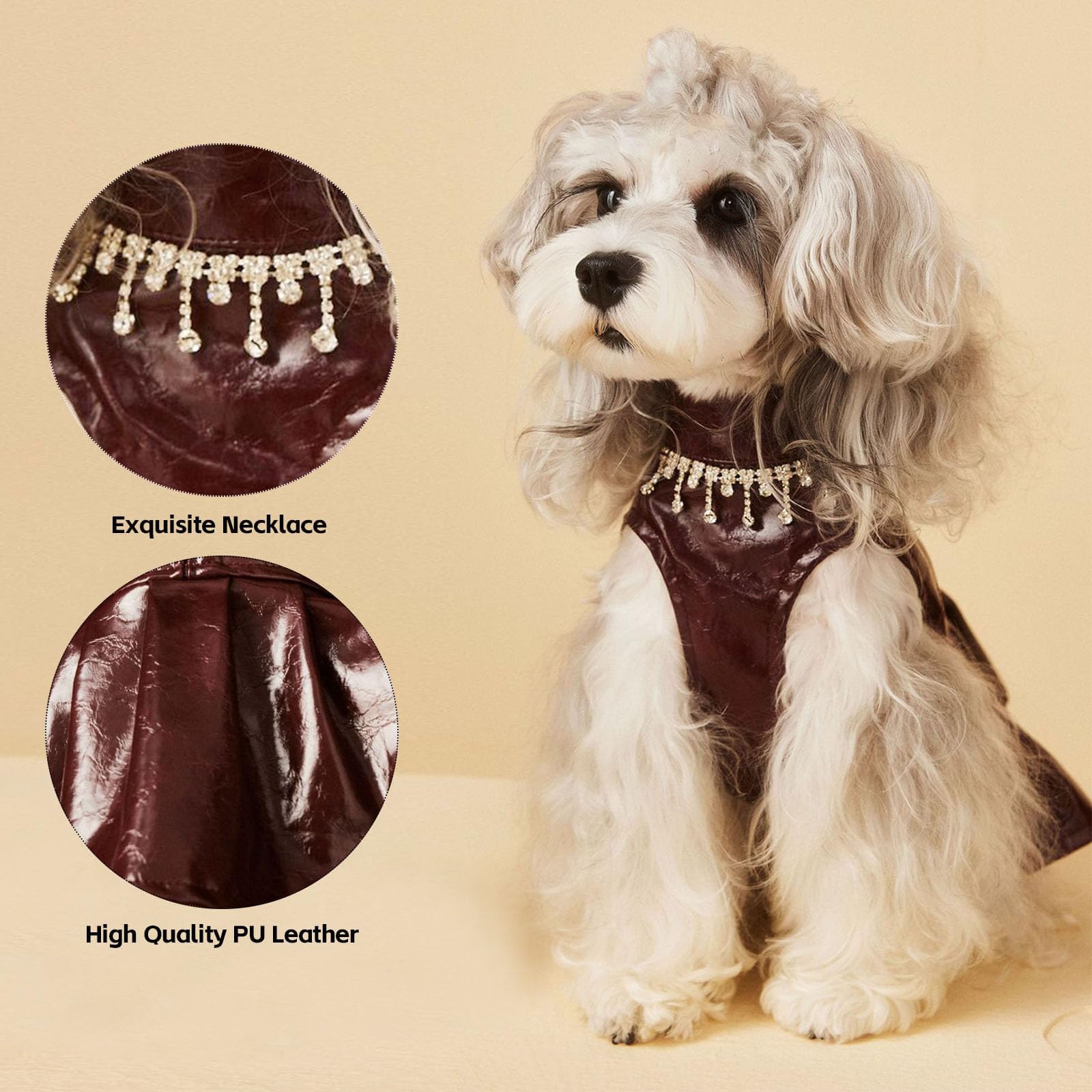 HQREA vestido princesa para perro con collar de cristal, perfecto para ocasiones.