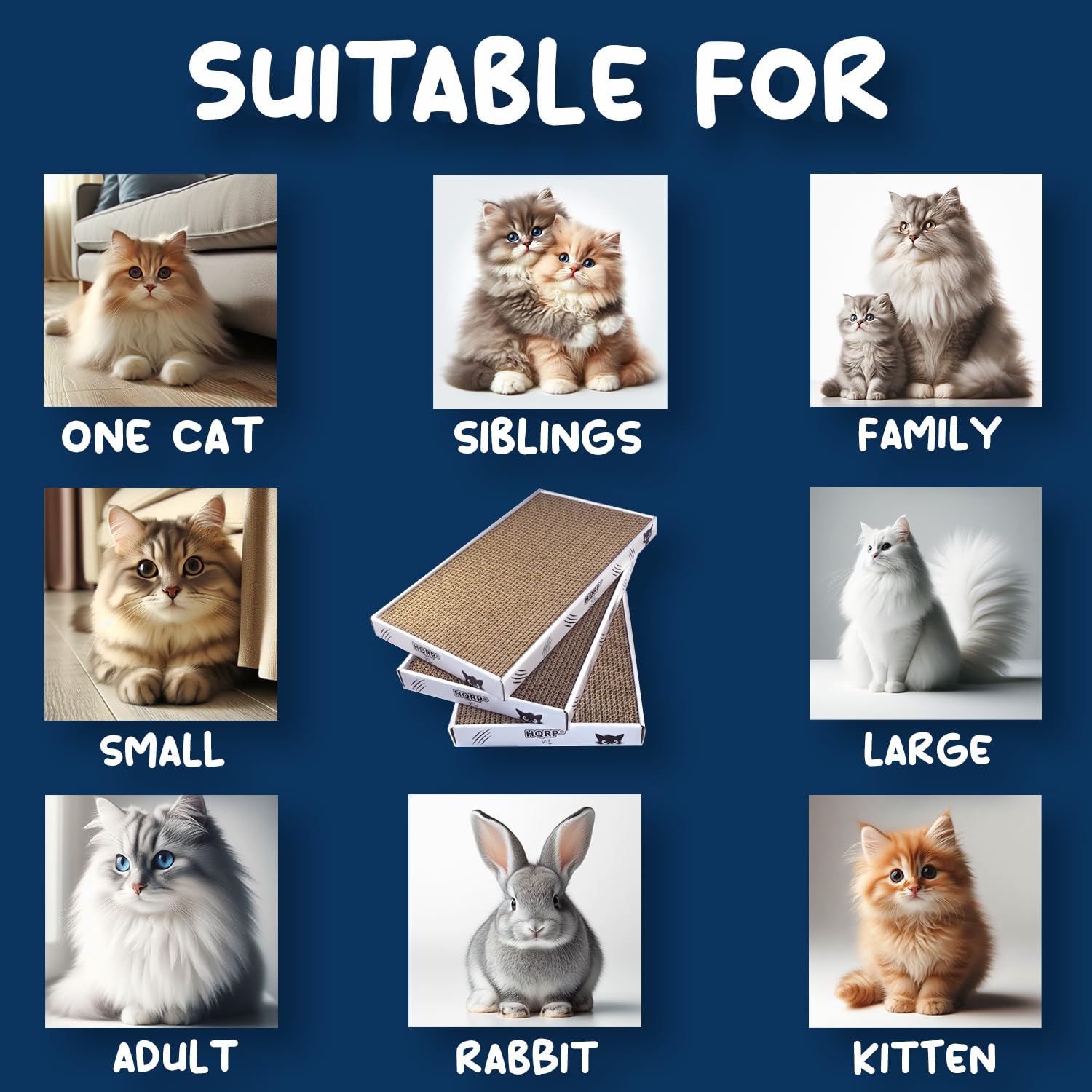 HQRP rasca-gato de cartón rectangular grande, superficie plana para rascar.
