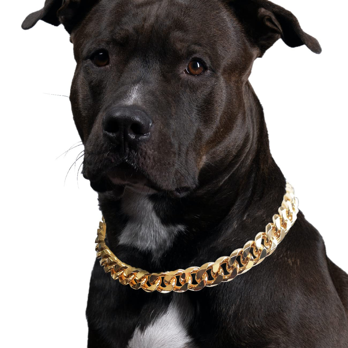 HQSHNY collar cubano ligero de oro, vista frontal para paseos cómodos.
