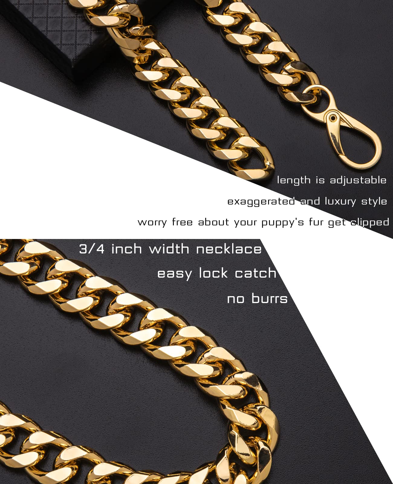 HQSHNY collar dorado combina con ropa y estilos caninos sofisticados.