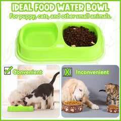 Tazones dobles verde Hsei para comida y agua, fáciles de limpiar.