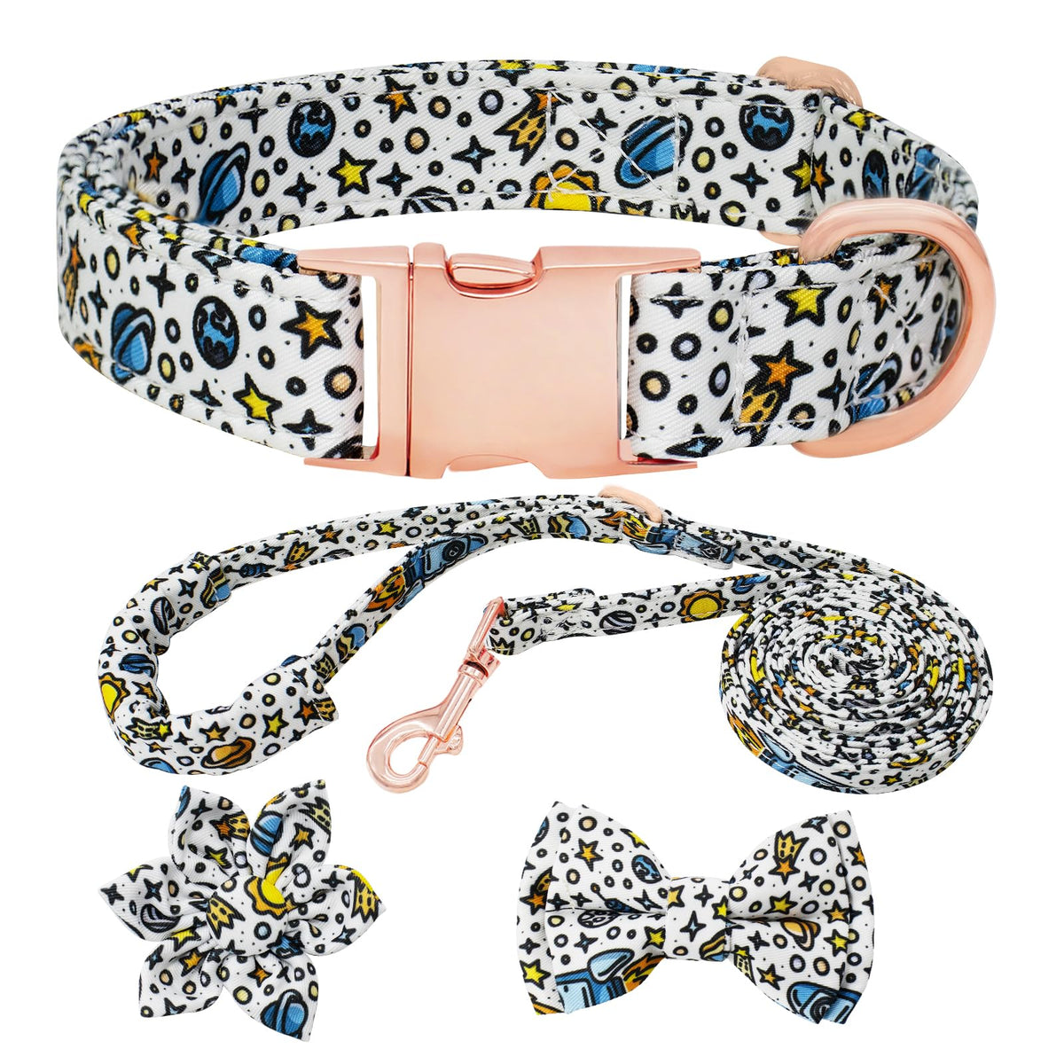 HSIGIO collar con lazo floral para perro, ideal para paseos con estilo y comodidad.