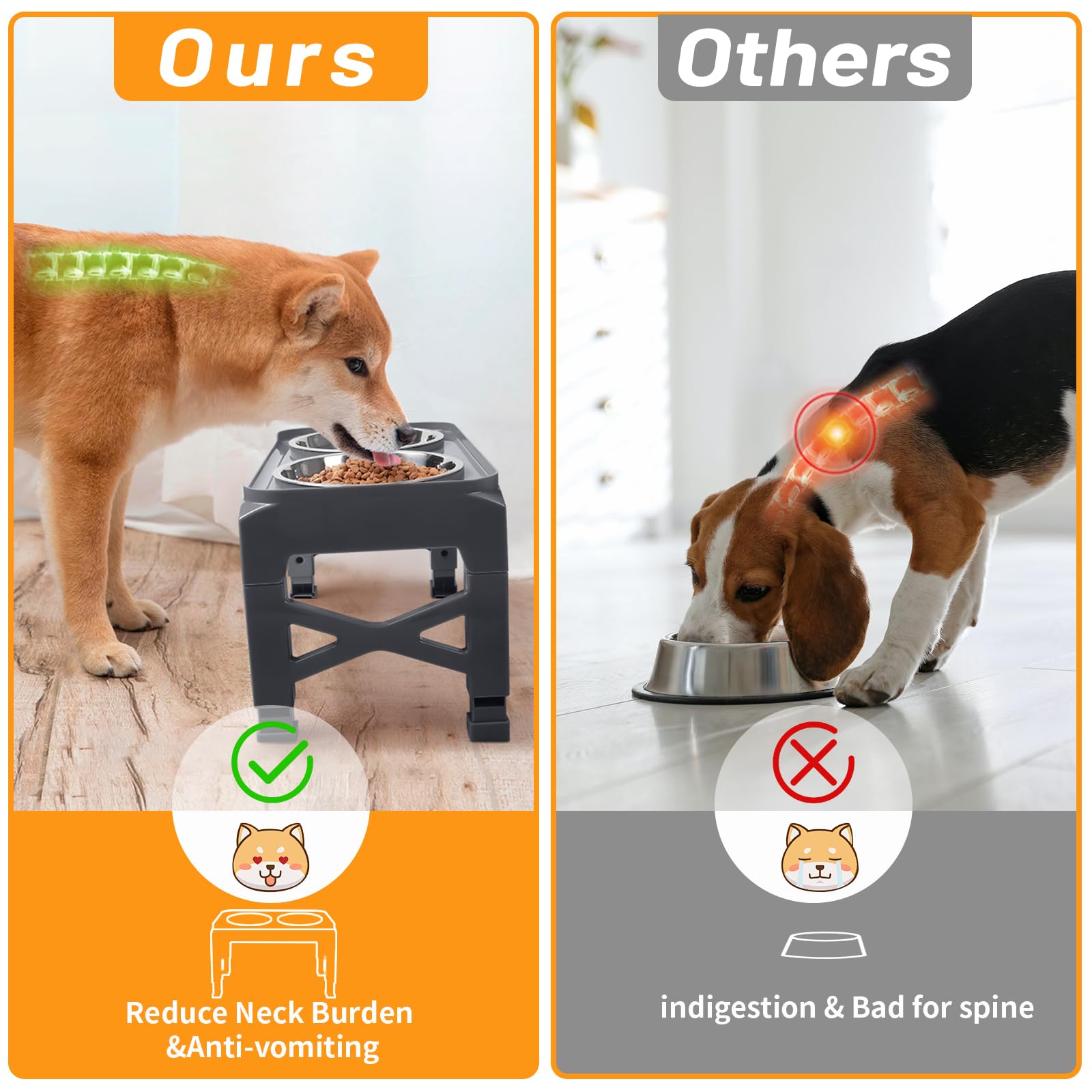 Alturas ajustables 2-75, 6-0 y 7-5 pulgadas para perros