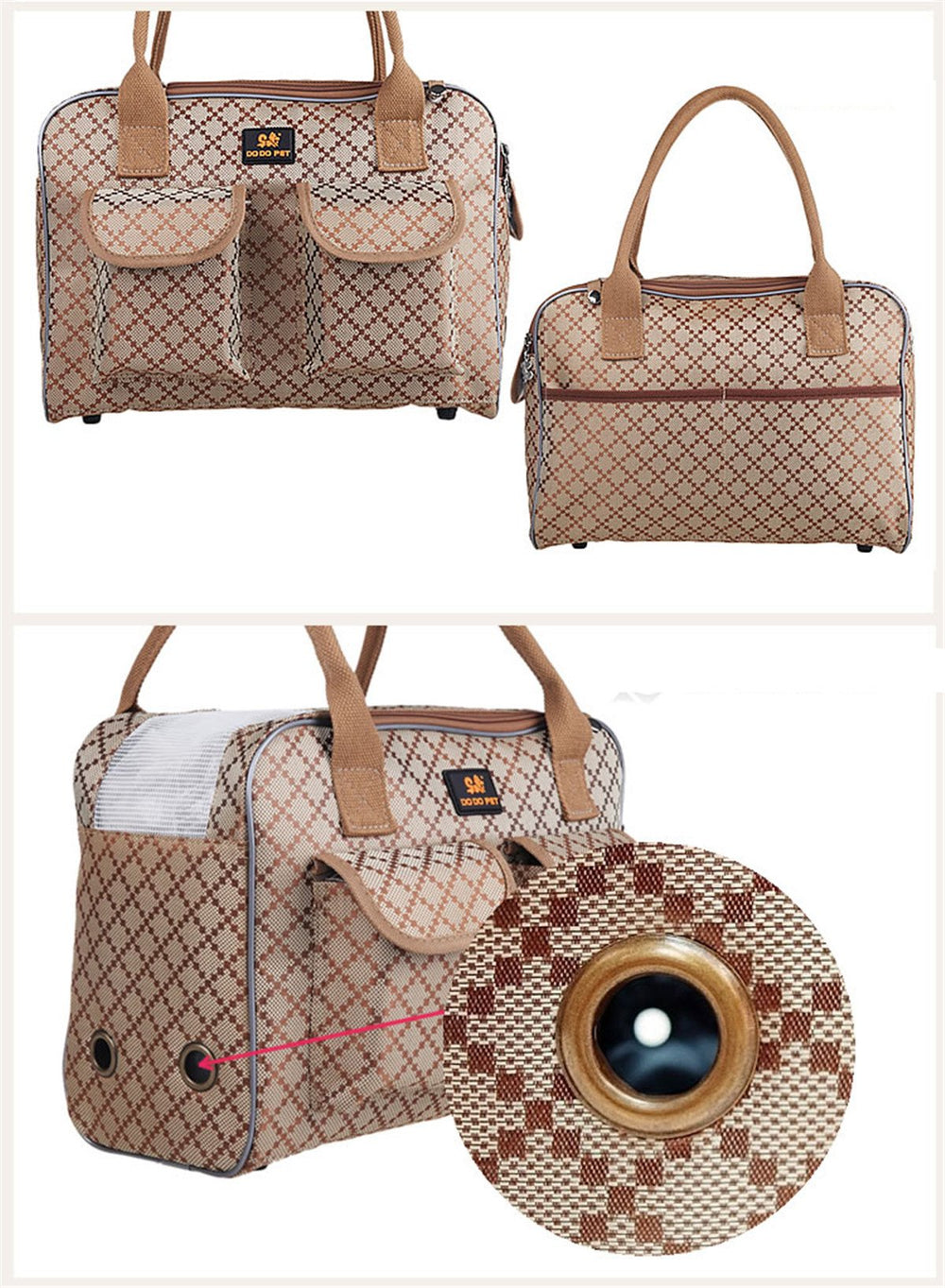 Hubulk bolso portador con bolsillos delanteros y traseros para accesorios.