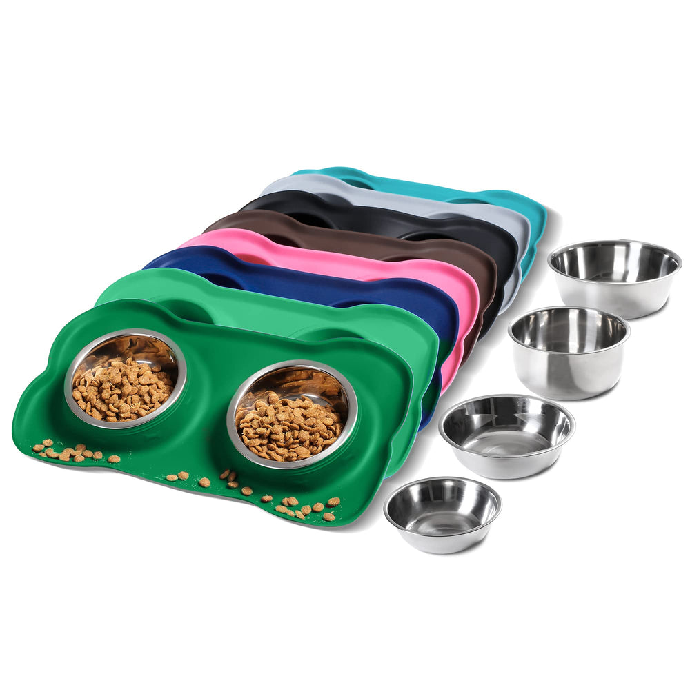 Hubulk cuencos para perros, dos cuencos de acero inoxidable para comida y agua, duraderos.