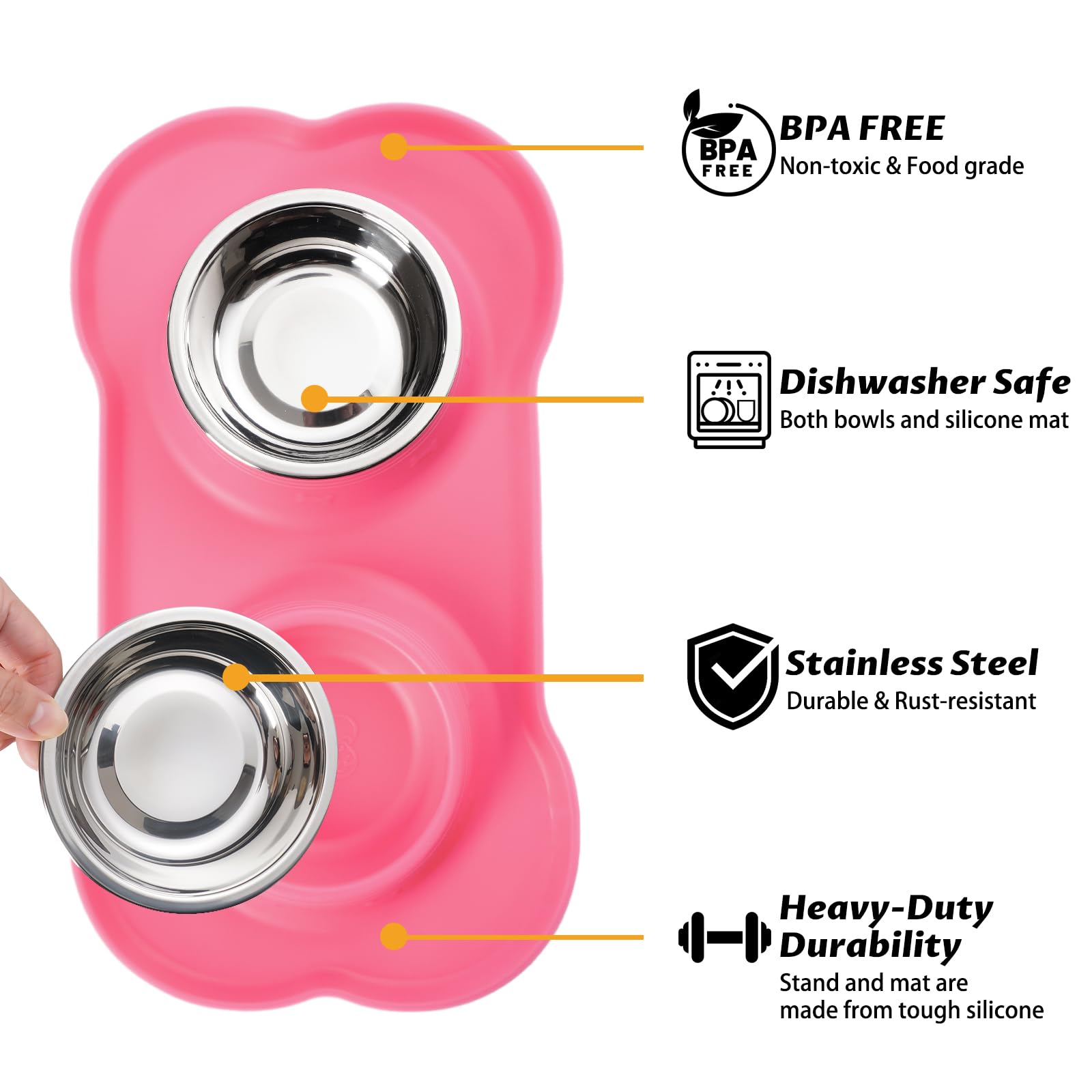 Hubulk cuenco de agua para perro, acero inoxidable y limpieza fácil.