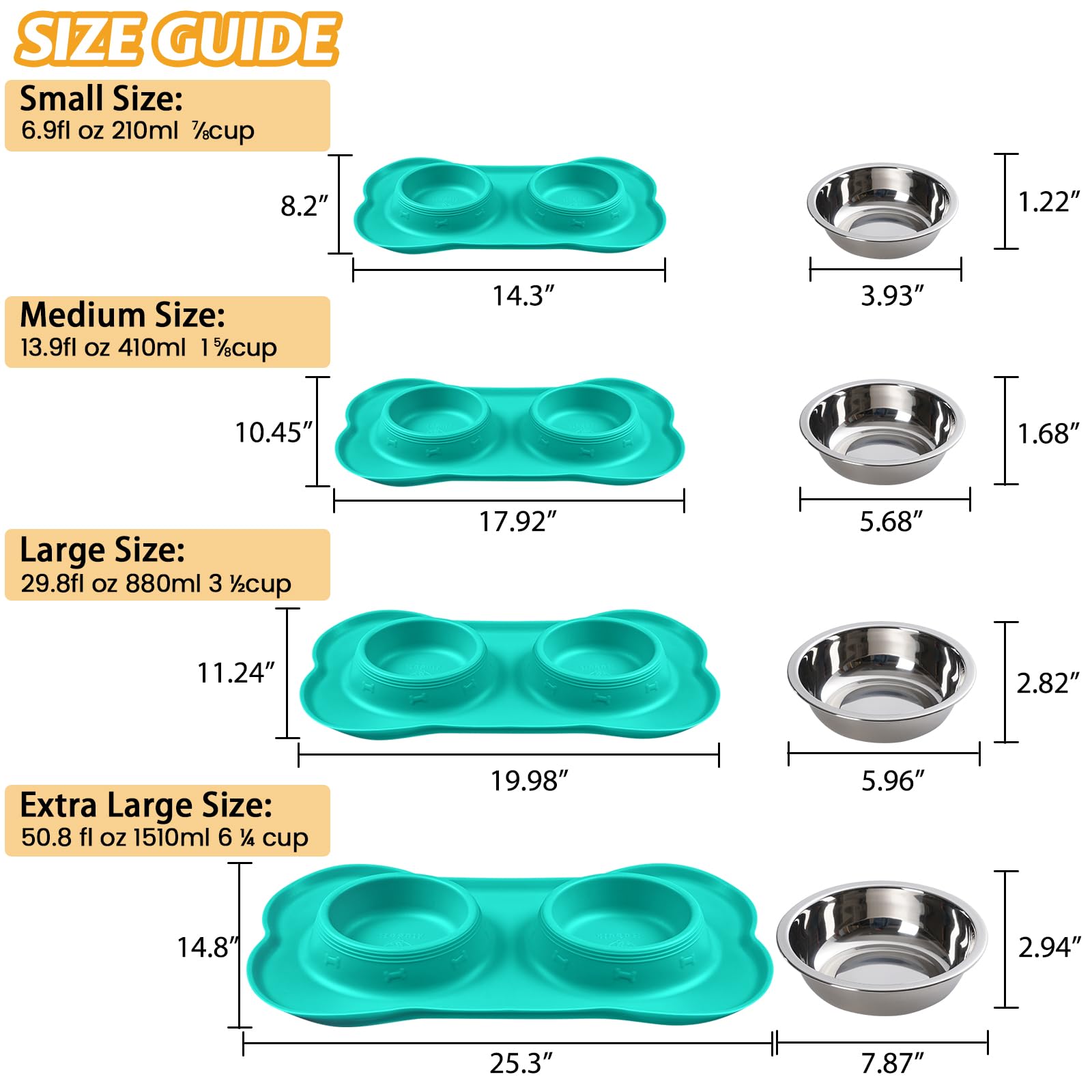 Hubulk tazón para agua y comida, diseño doble en acero inoxidable.
