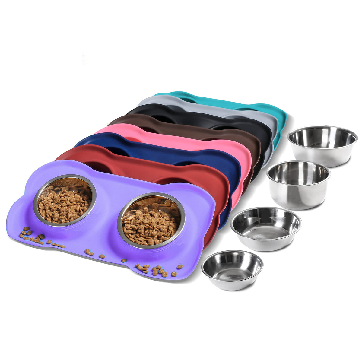 Hubulk tazones dobles de acero inoxidable para comida y agua, duraderos y fáciles de limpiar.