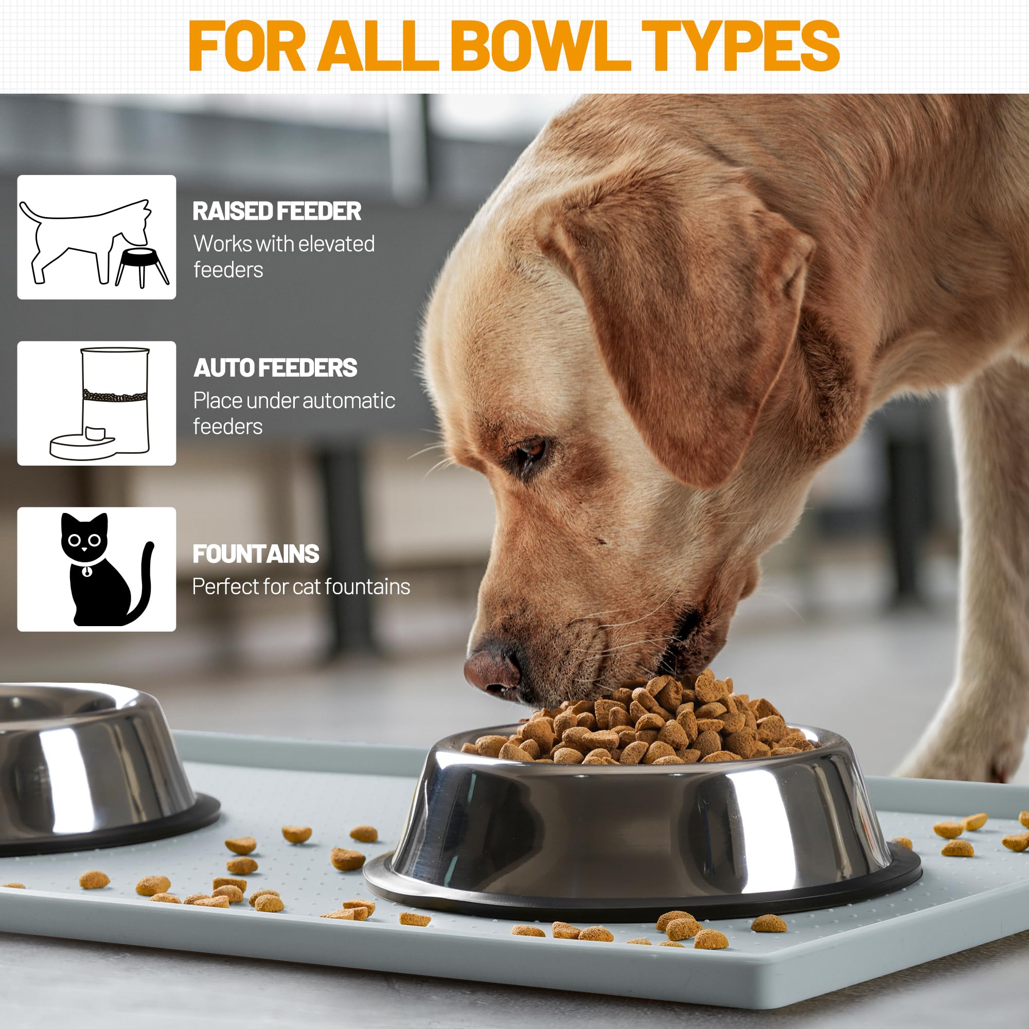 Hubulk Mat para gatos y perros, compatible con cuencos y fuentes