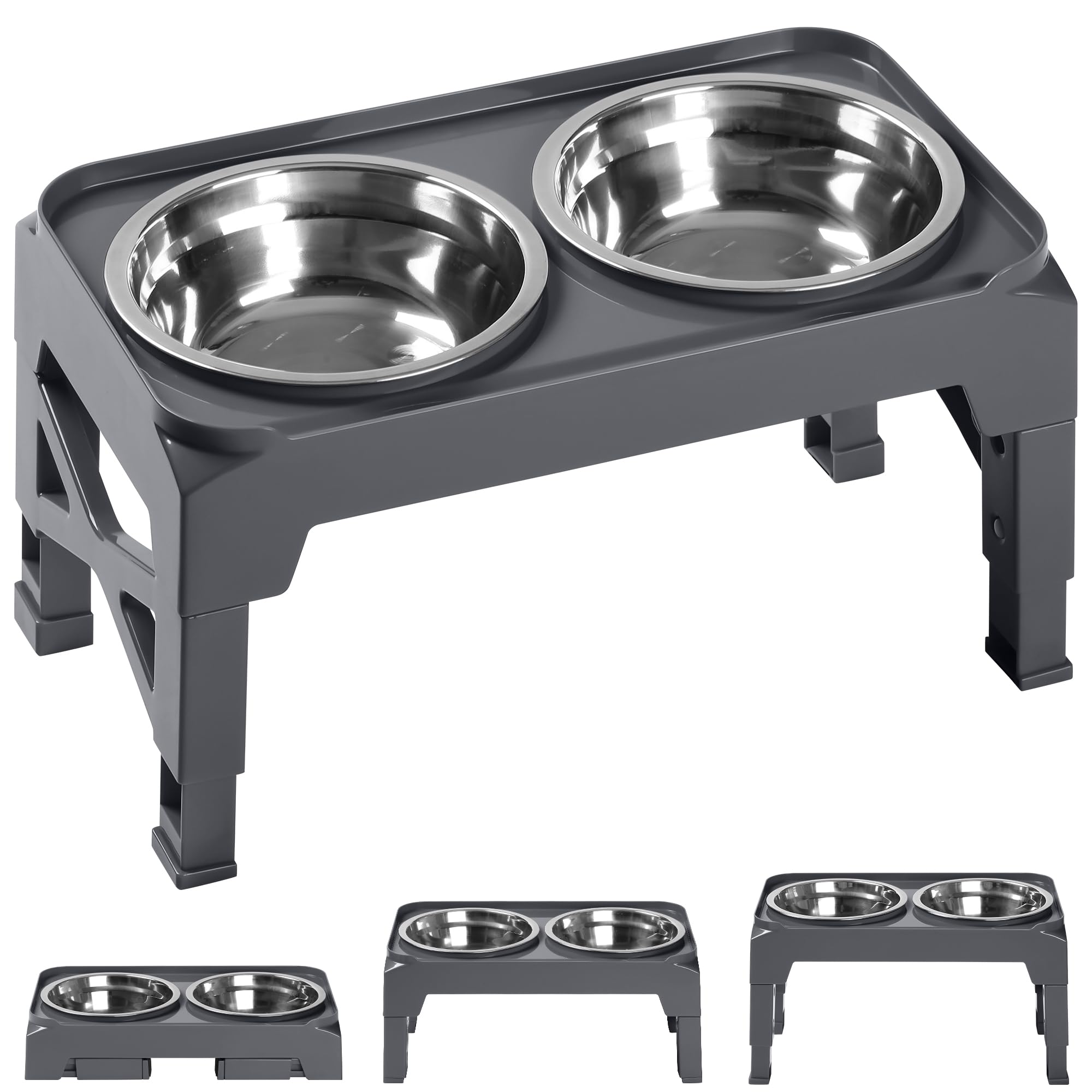 Hubulk tazones elevados de acero inoxidable, doble cuenco para perros