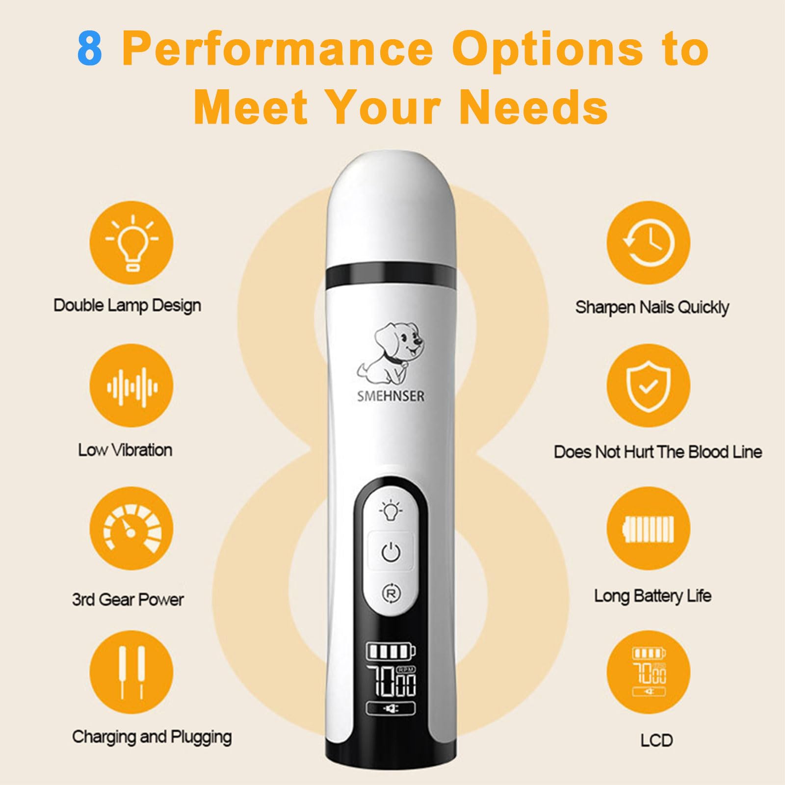 huefain groom pro batería USB de 2000mAh para sesiones largas.