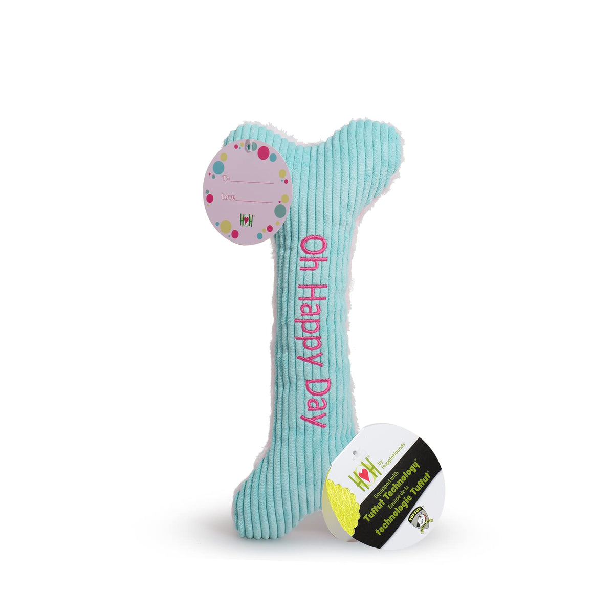 HuggleHounds Birthday Bone, juguete duradero para abrazar y jugar