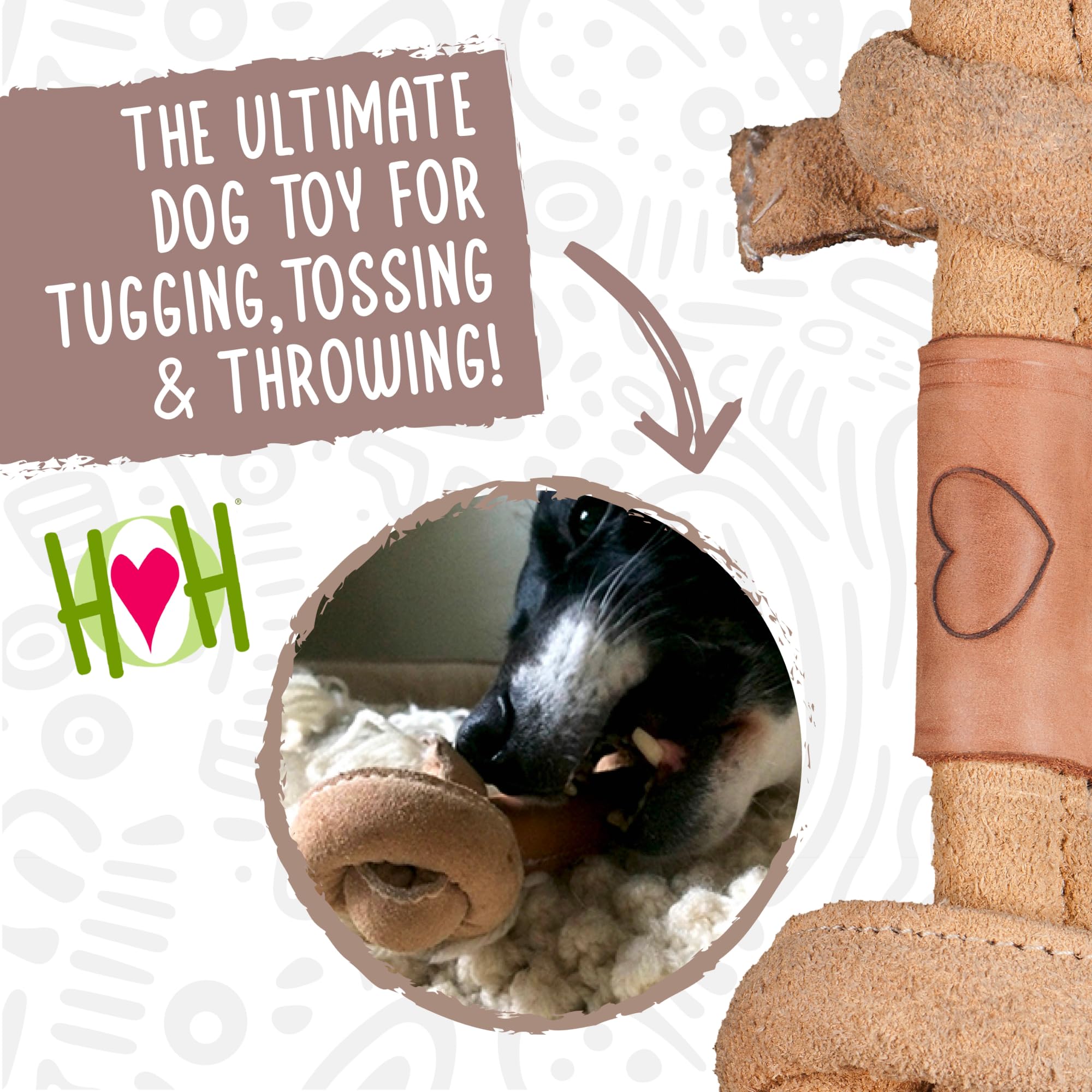 HuggleHounds Cuero curtido durable, perfecto para masticadores fuertes.