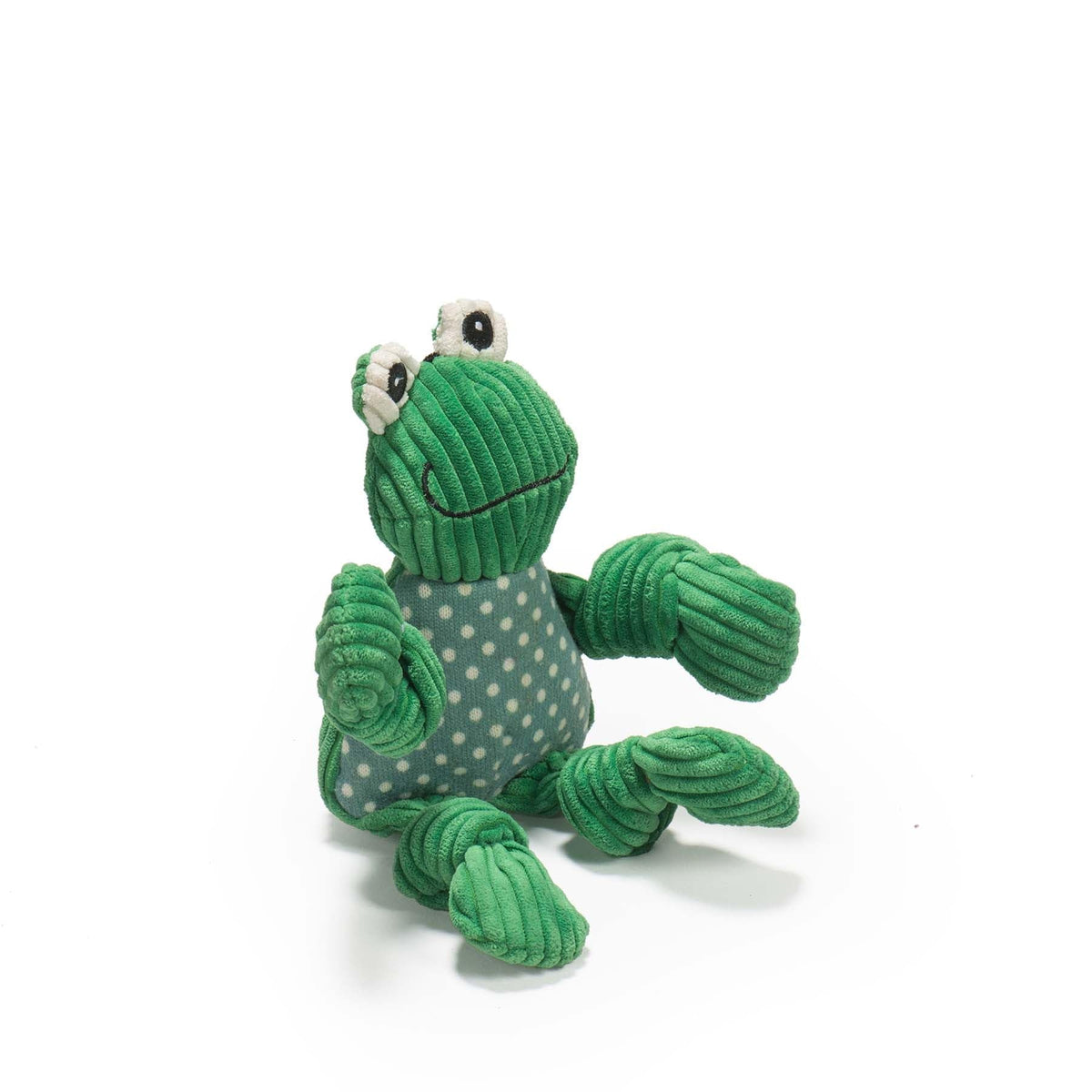 HuggleHounds Fergie Frog Knottie: peluche con chirriadores para perros pequeños.