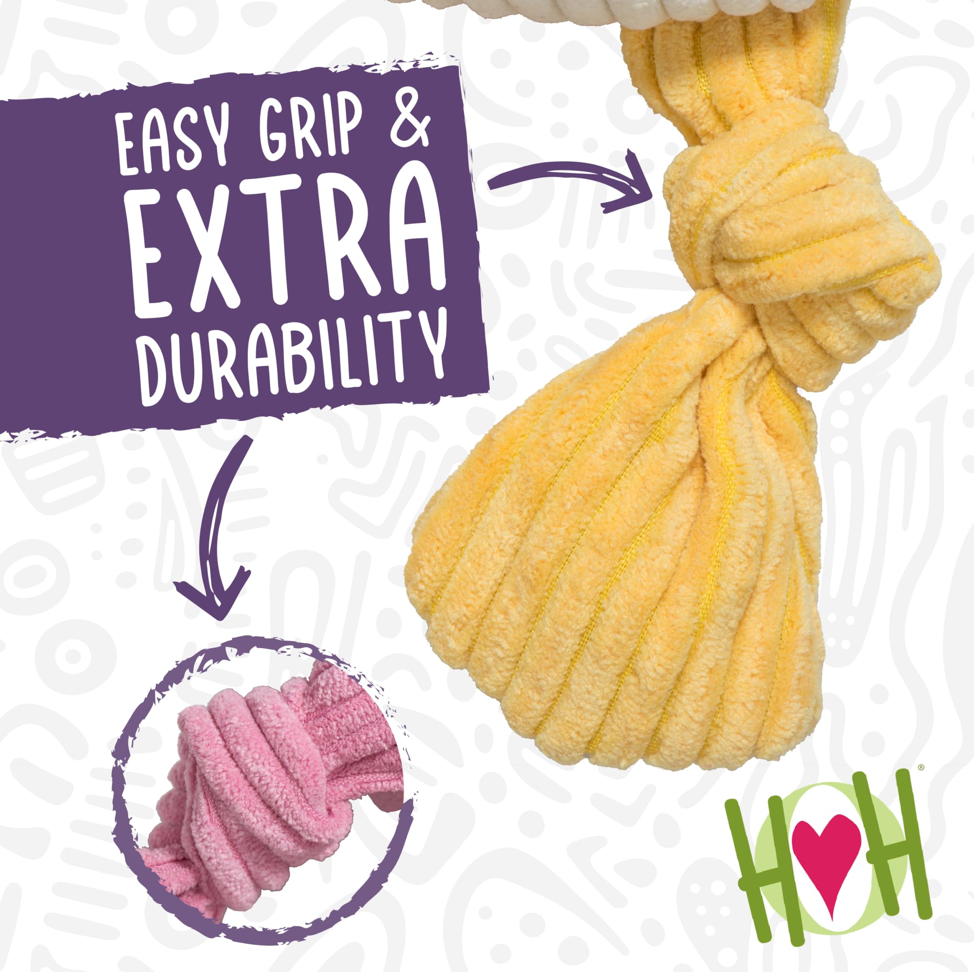 Angus Cow Knottie de HuggleHounds, textura peluche; tacto suave para abrazar y jugar.