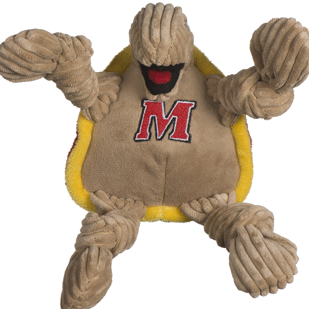 Juguete peluche HuggleHounds Knottie Testudo Terrapin, vista frontal, ideal para juego suave y duradero.