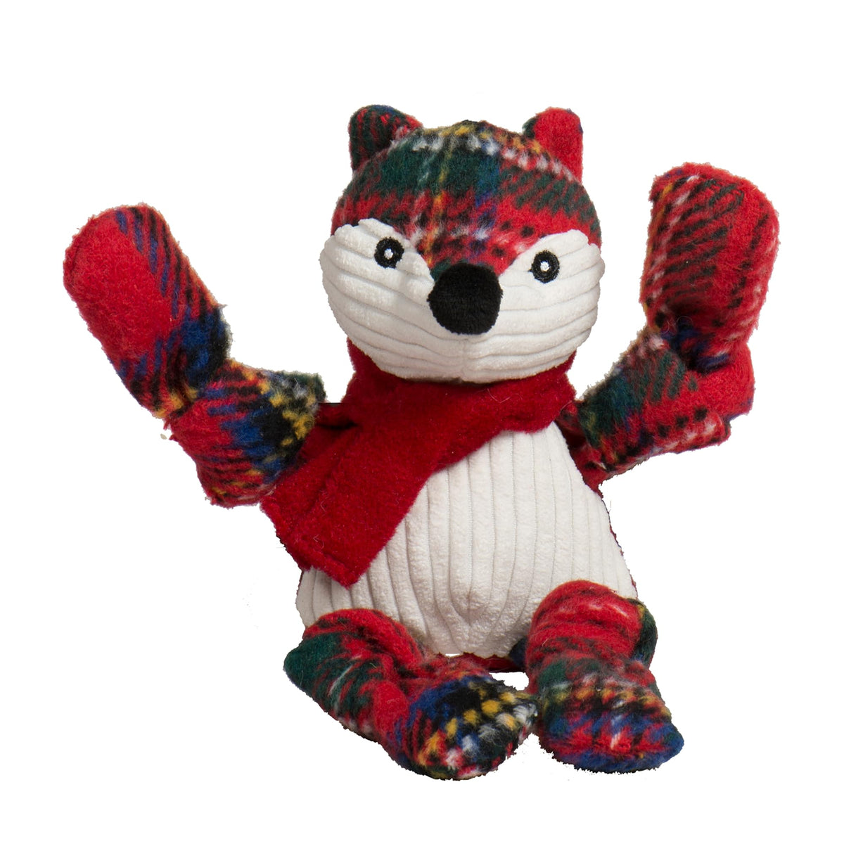 Zorro Knottie de HuggleHounds con temática navidad, ideal para juego y abrazo.