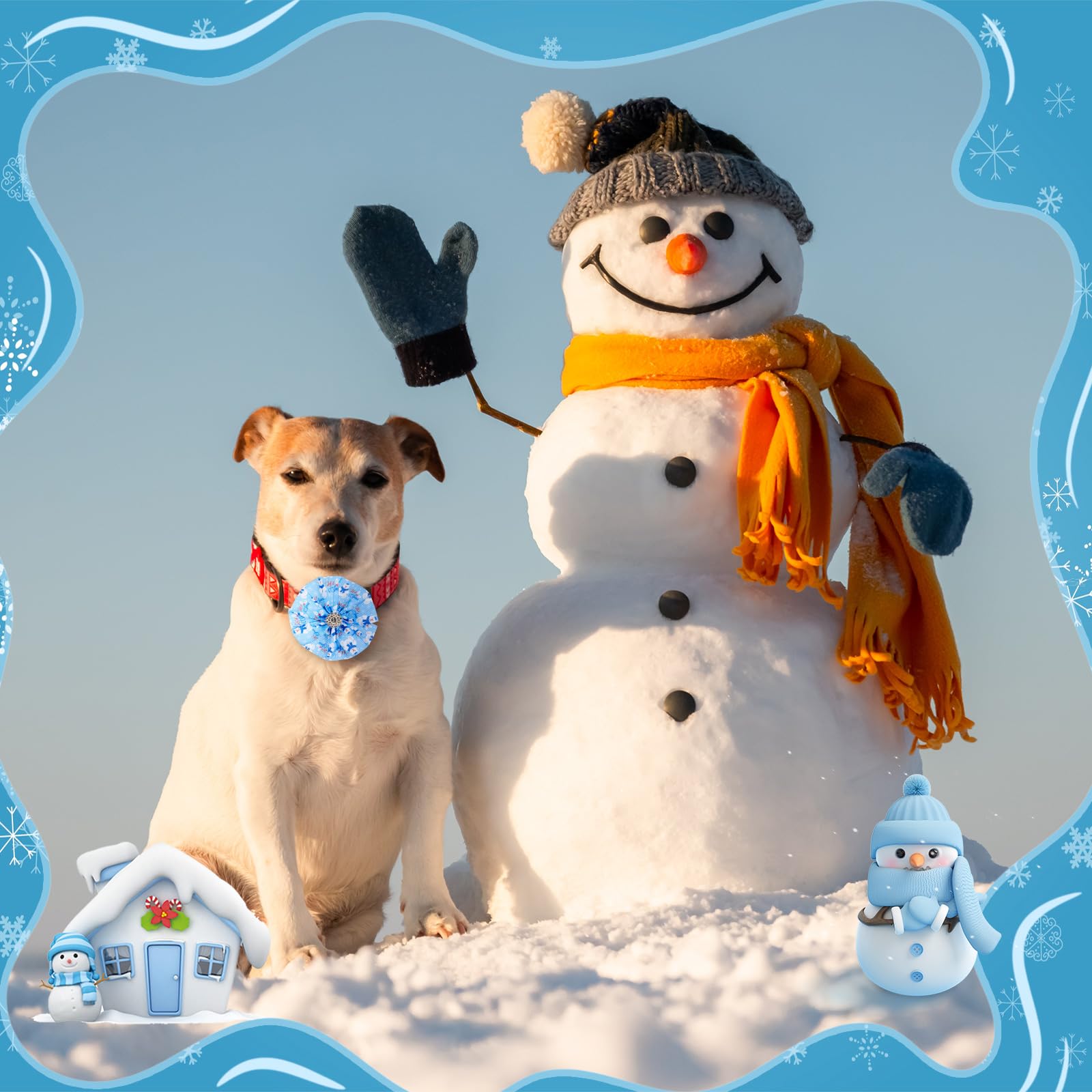 Adorno de lazo Huhumy para collar canino con copos de nieve, añade encanto festivo.