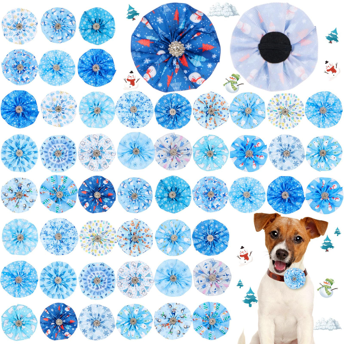 Lazo Huhumy para collar de perro invierno con copos de nieve, ideal para fotos.
