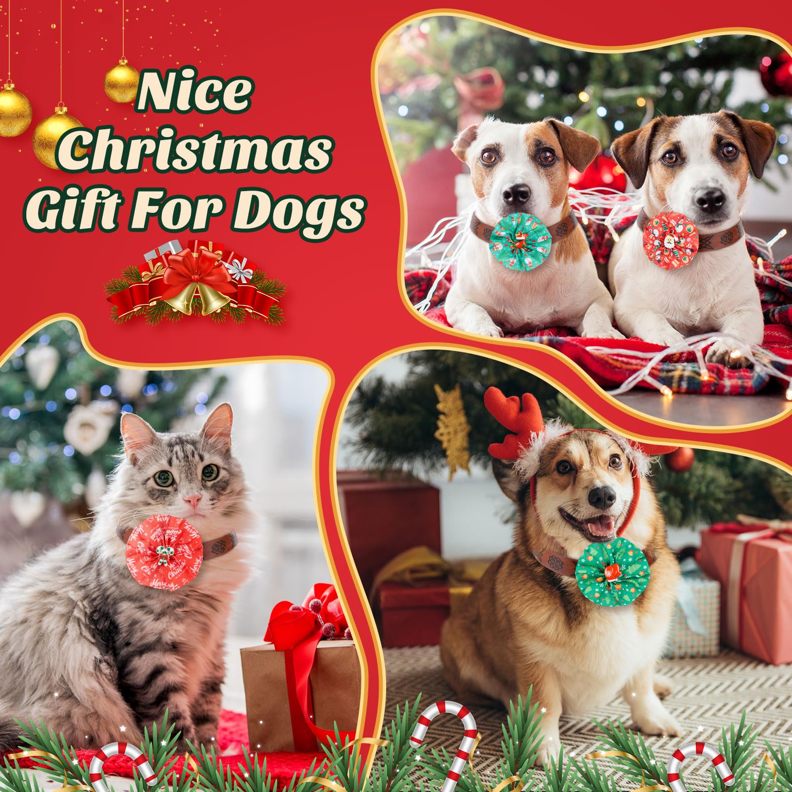 Huhumy lazos navideños para collar copo de nieve: ideal para fiestas y paseos