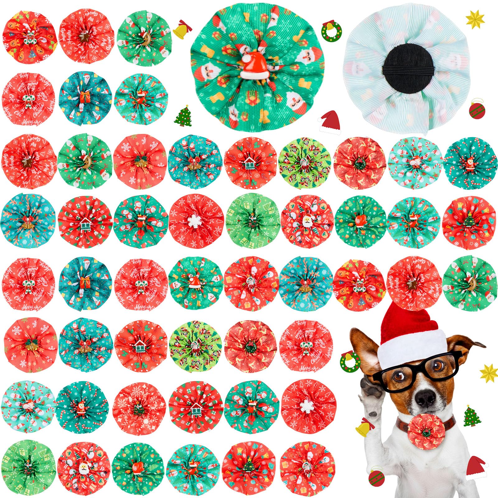 Huhumy lazos navideños para collar con motivo Santa: estilo festivo para tu mascota