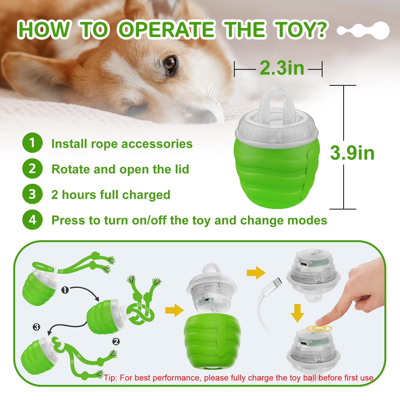 Huimpet bola interactiva para perro, sonido inalámbrico para diversión personalizada.