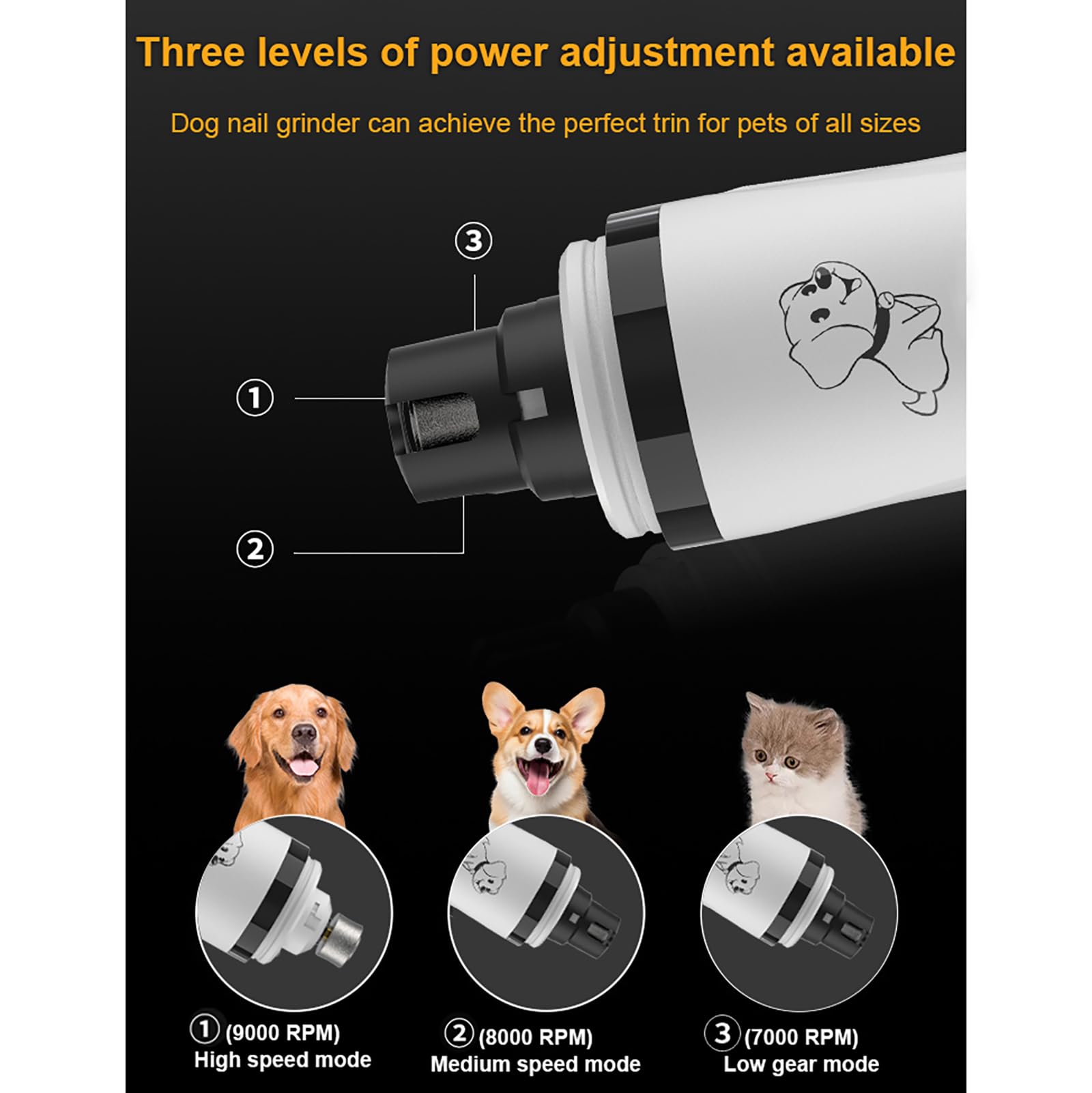 Control de velocidad triple de Huiteng XR para uñas de distintos grosores.