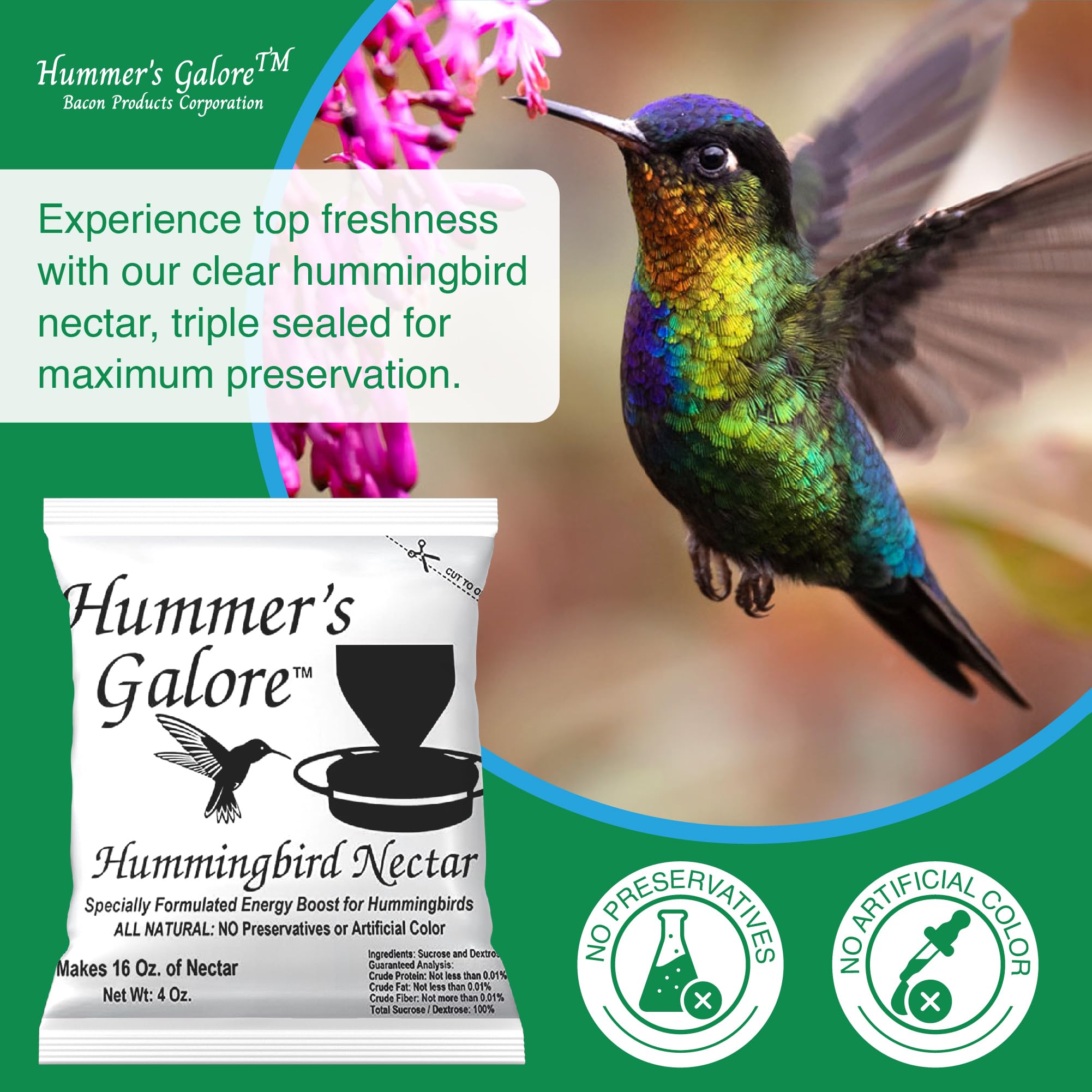 Hummer's Galore – Néctar de 64 onzas, preparado para varios días de alimentación.