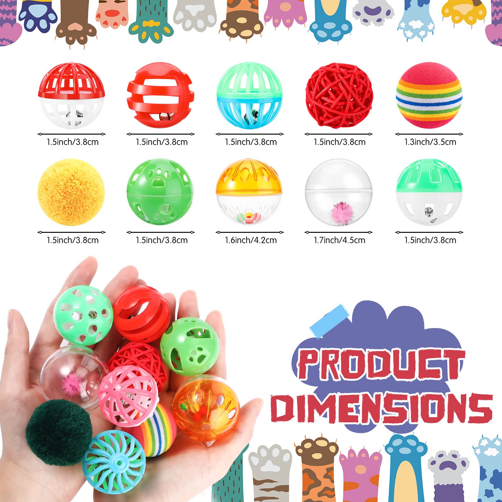 Hungdao bolas para gatos con cascabel, colores variados, fomentan la curiosidad y la actividad.