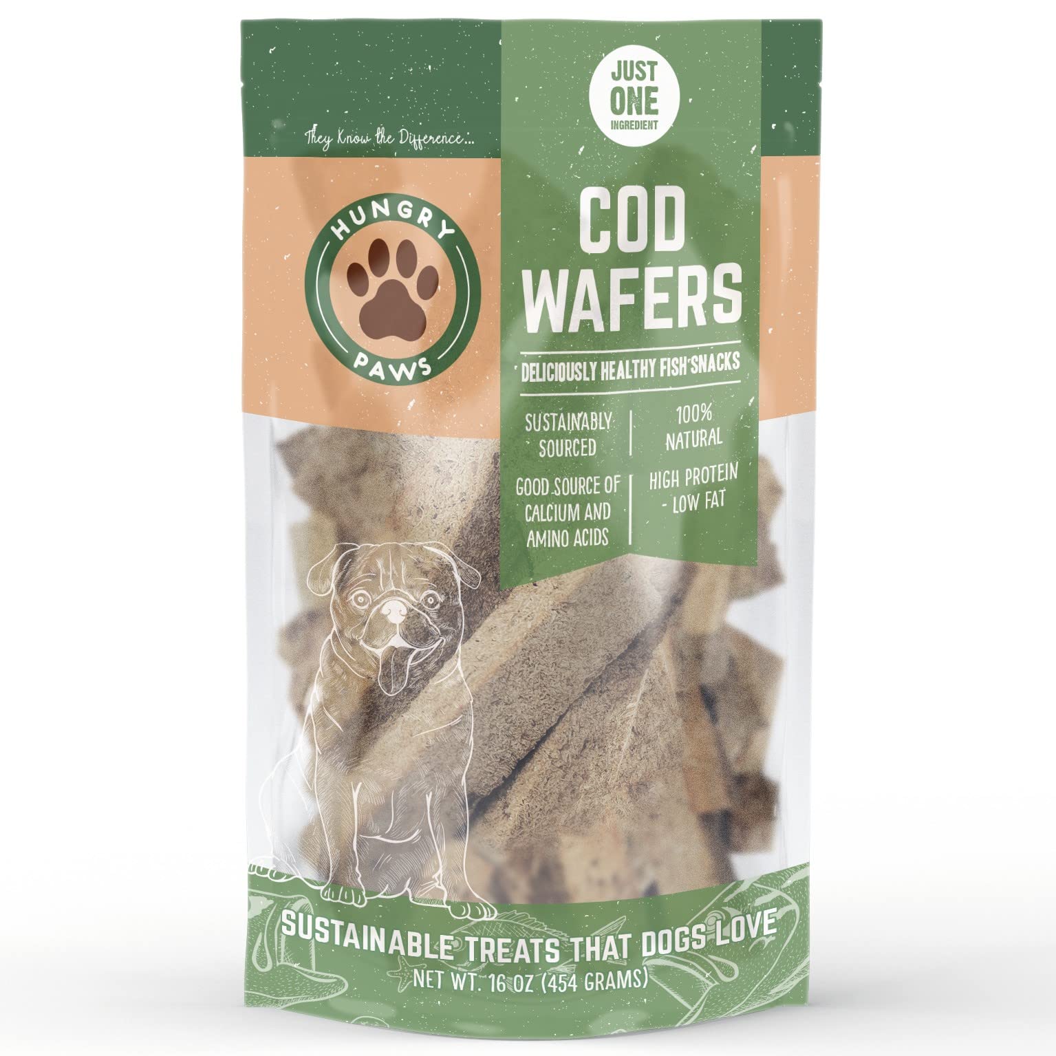 Aroma natural de bacalao Hungry Paws, opción sabrosa para perros exigentes.