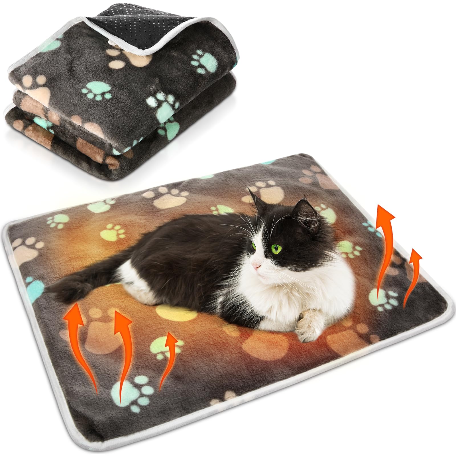 Cama auto calentante HunnmingRe para gatos con huella, calor suave y seguro