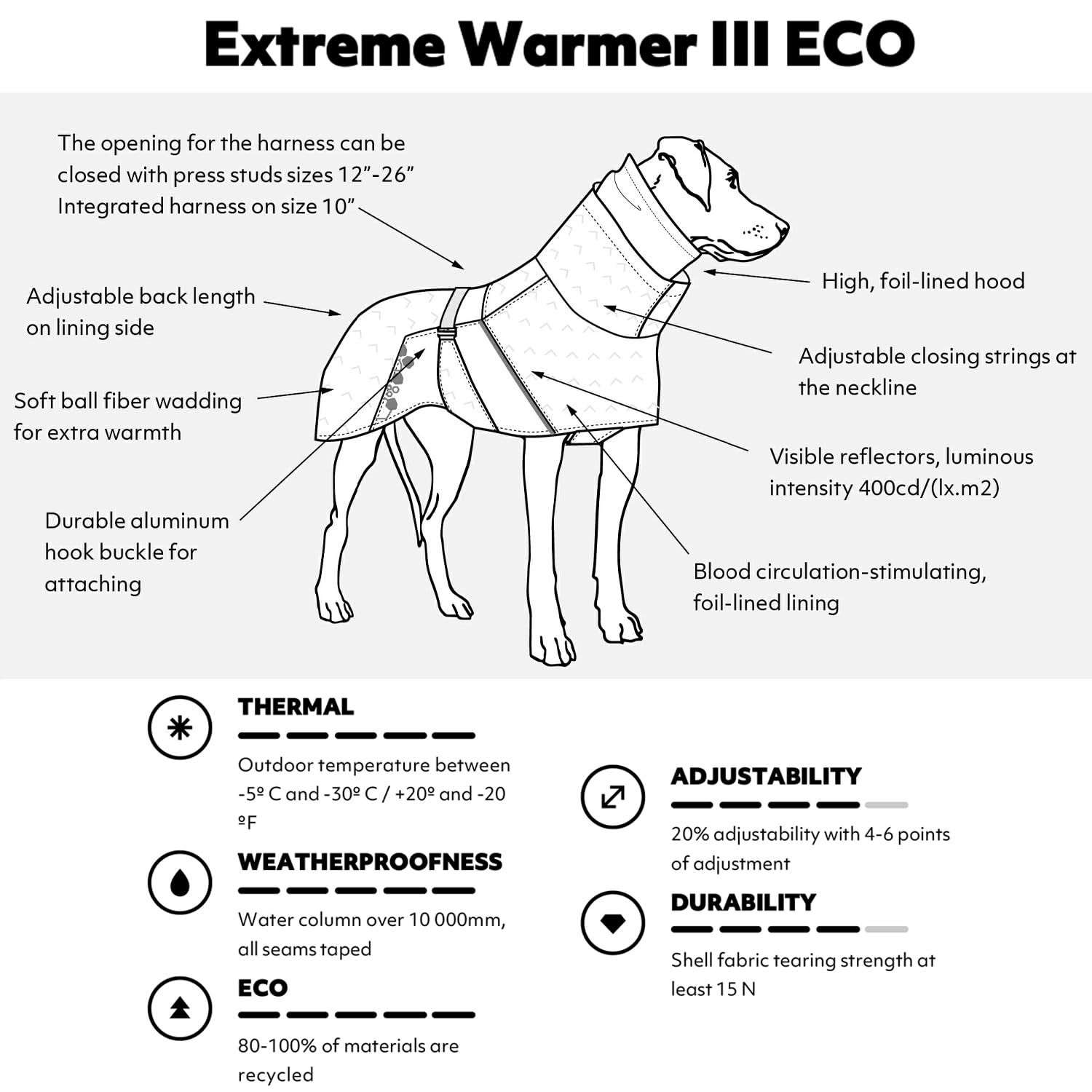Hurtta Extreme Warmer ECO capucha de tricot que protege cuello y orejas.