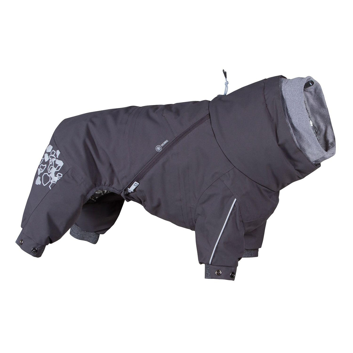 Hurtta Extremo Overol capucha ajustable para protección contra viento y nieve.