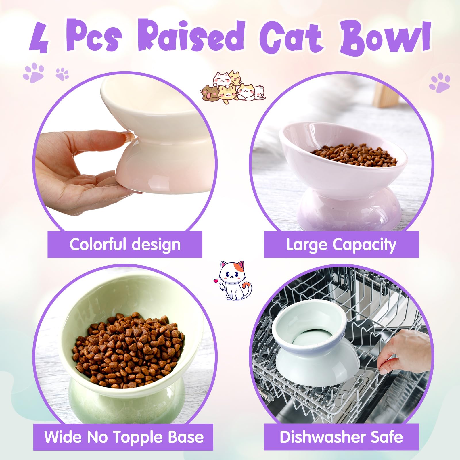 Diseño estable Hushee evita derrames durante la comida de gatos